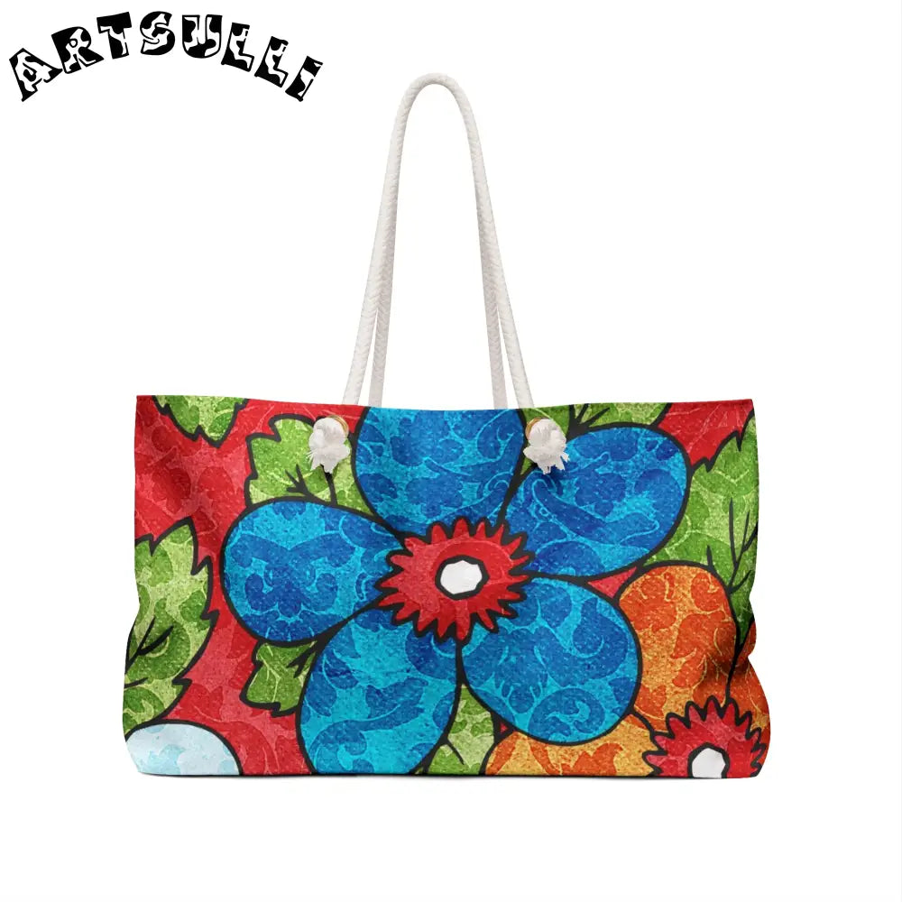 Groovy Red Floral Oversized Weekender Tote, Artsulli - Art is Long, Life is Short, Bags, , , , , , , 