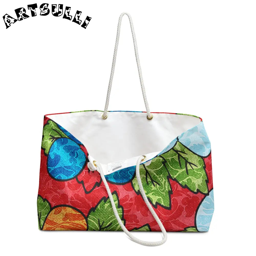 Groovy Red Floral Oversized Weekender Tote, Artsulli - Art is Long, Life is Short, Bags, , , , , , , 