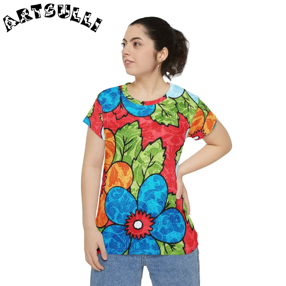 Groovy Red Floral Short Sleeve Shirt, Artsulli - Art is Long, Life is Short, All Over Prints, , , , , , , 