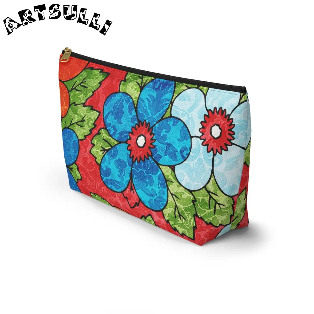 Groovy Red Floral T-Bottom Pouches, Artsulli - Art is Long, Life is Short, Bags, , , , , , , 