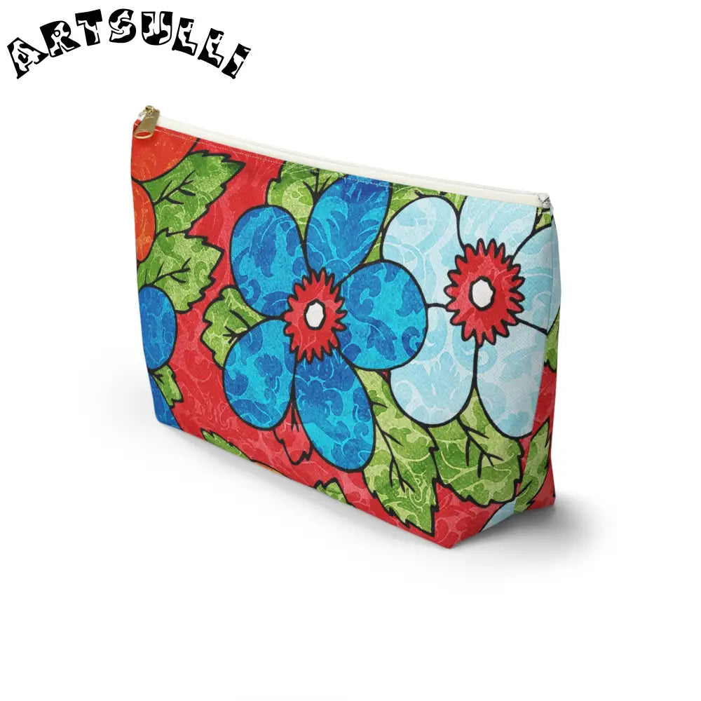 Groovy Red Floral T-Bottom Pouches, Artsulli - Art is Long, Life is Short, Bags, , , , , , , 