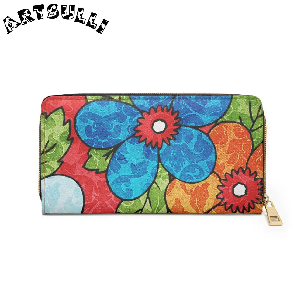 Groovy Red Floral Zipper Wallet for Credit Cards, Artsulli - Art is Long, Life is Short, Accessories, , , , , , , 