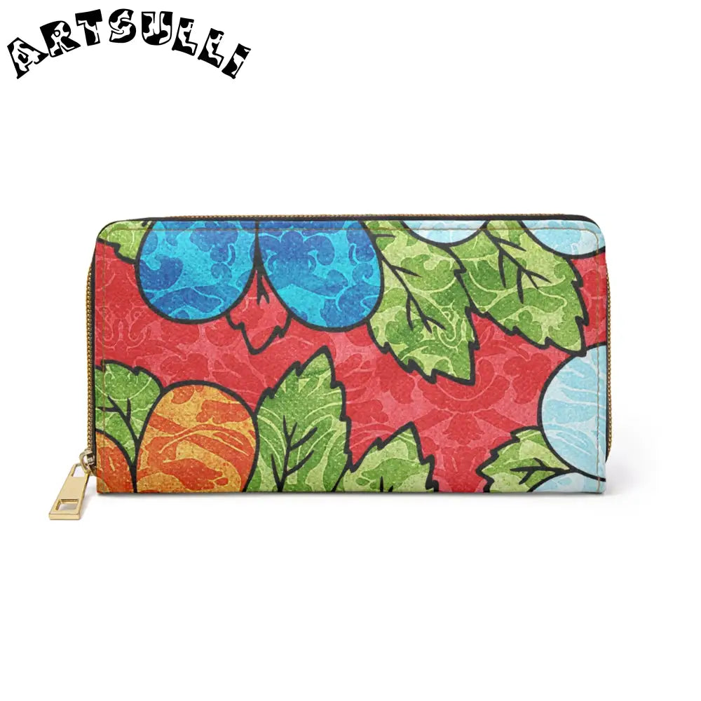 Groovy Red Floral Zipper Wallet for Credit Cards, Artsulli - Art is Long, Life is Short, Accessories, Size, One size, Color, White, , , 13036894091658867065