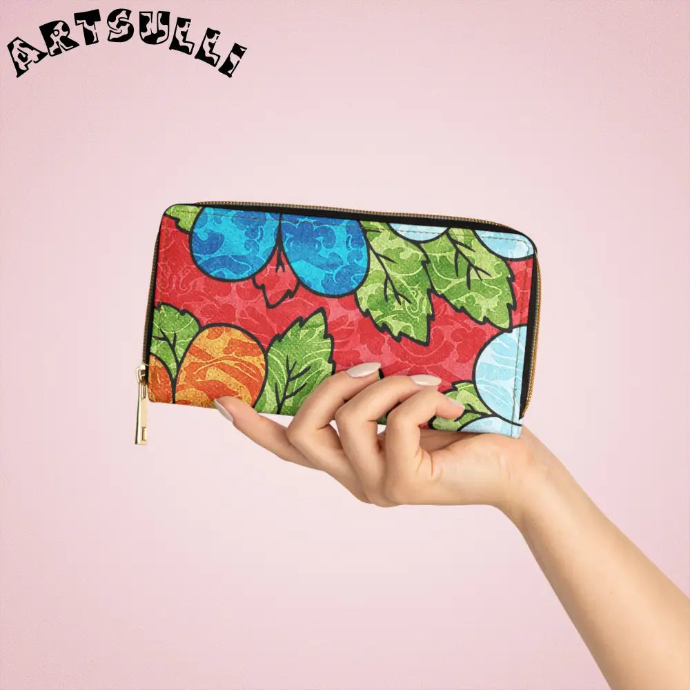 Groovy Red Floral Zipper Wallet for Credit Cards, Artsulli - Art is Long, Life is Short, Accessories, , , , , , , 
