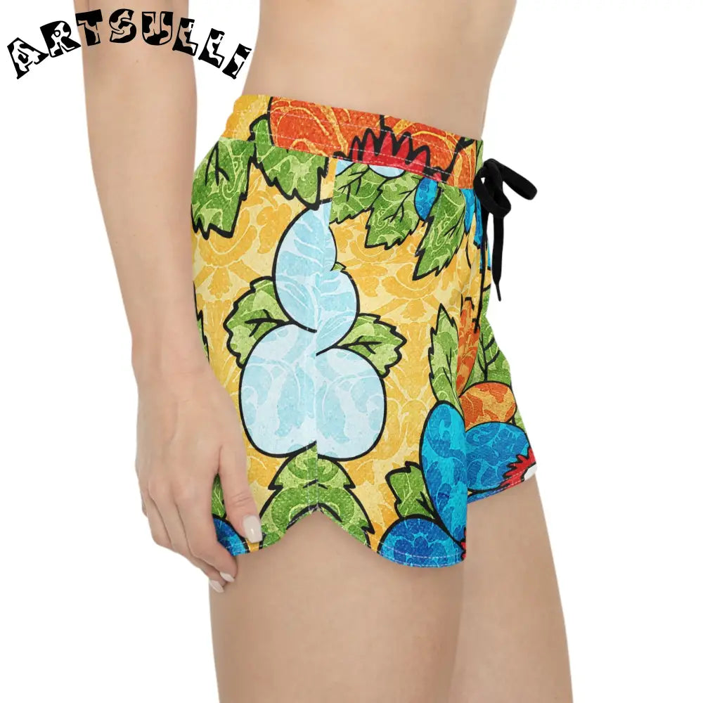 Groovy Yellow Floral Athletic Shorts, Artsulli - Art is Long, Life is Short, All Over Prints, , , , , , , 