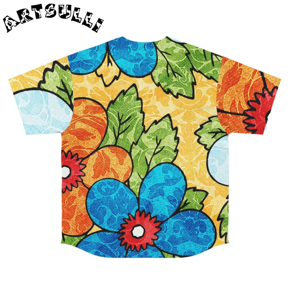 Groovy Yellow Floral Baseball Jersey, Artsulli - Art is Long, Life is Short, All Over Prints, , , , , , , 