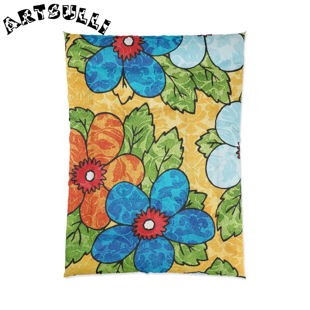 Groovy Yellow Floral Blanket, Artsulli - Art is Long, Life is Short, Home Decor, Size, 68" × 92", , , , , 24532902436668669446