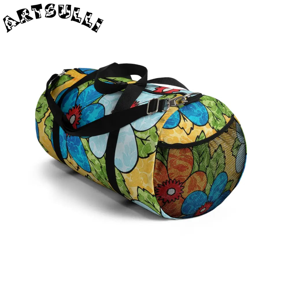 JAKKOUTTHEBXX Groovy Yellow Floral Custom Printed Duffel Bag 2025