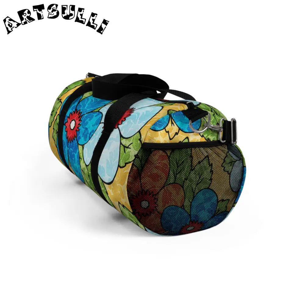 JAKKOUTTHEBXX Groovy Yellow Floral Custom Printed Duffel Bag 2025