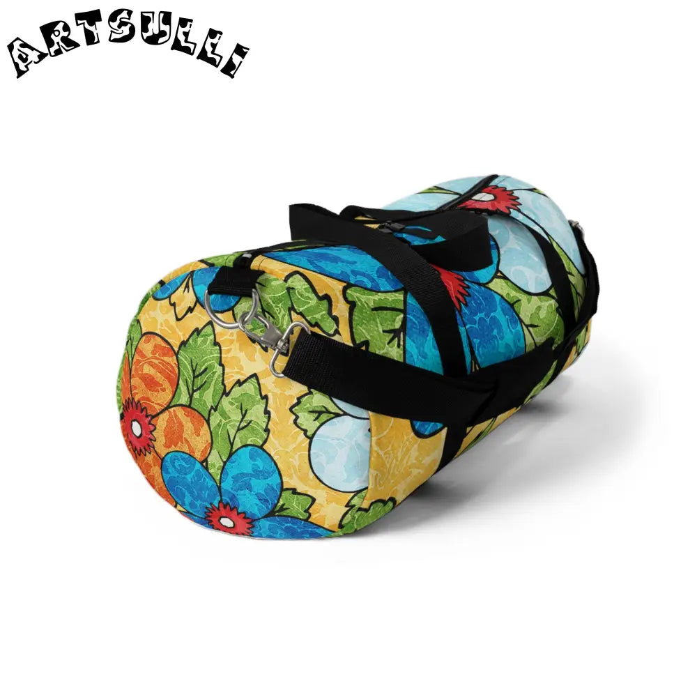 JAKKOUTTHEBXX Groovy Yellow Floral Custom-Printed Duffel Bag 2025