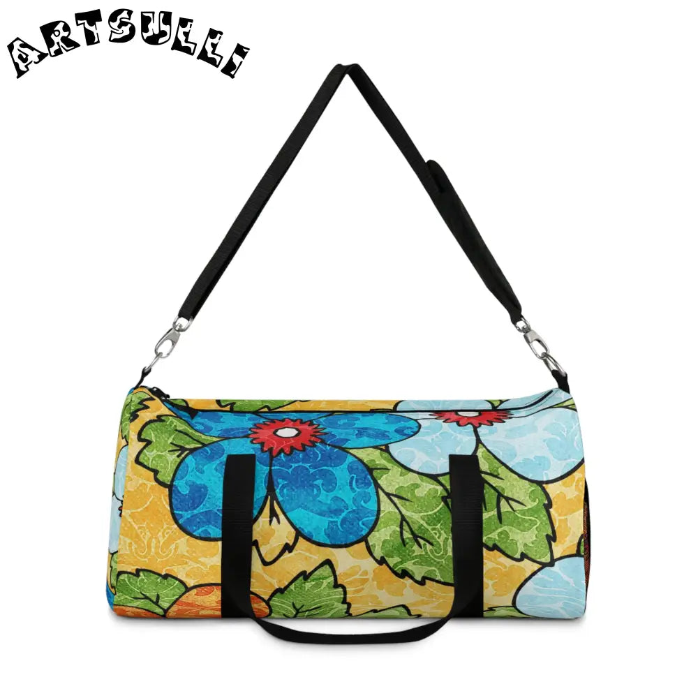 JAKKOUTTHEBXX Groovy Yellow Floral Custom-Printed Duffel Bag 2025