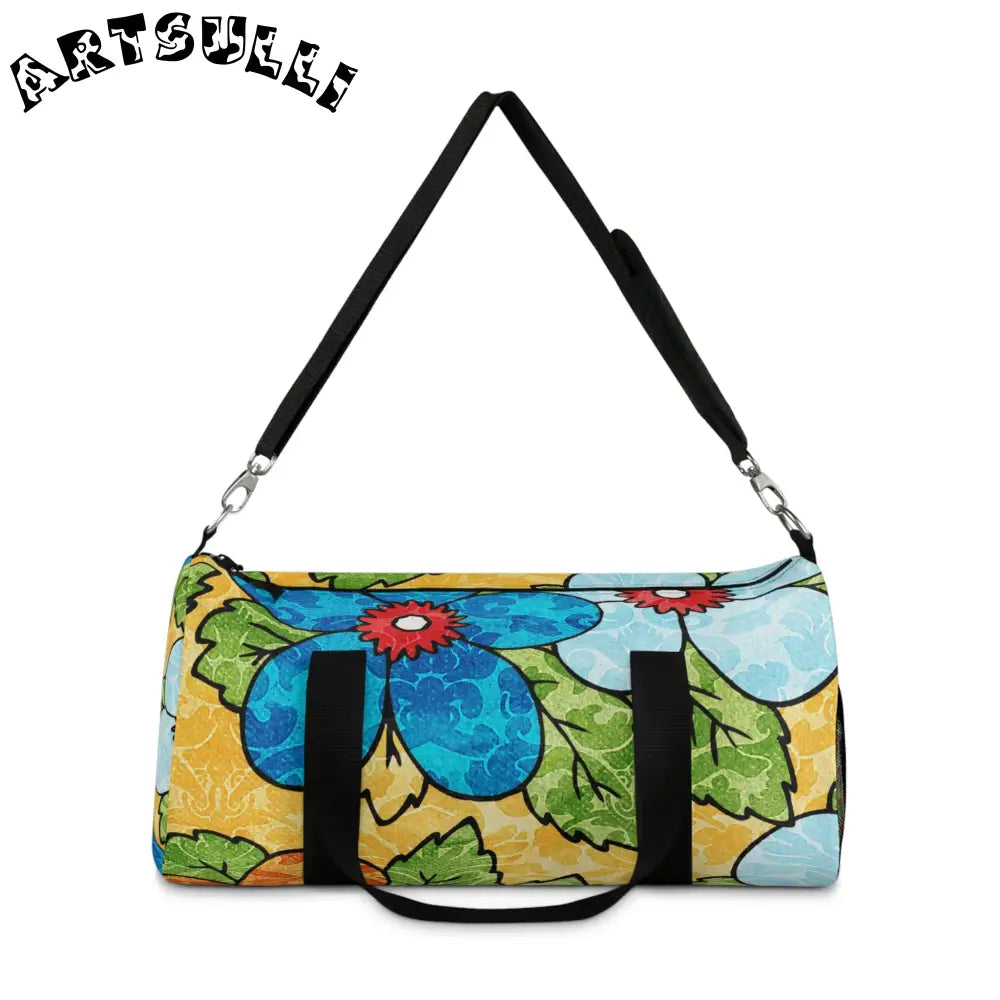 JAKKOUTTHEBXX Groovy Yellow Floral Custom-Printed Duffel Bag 2025