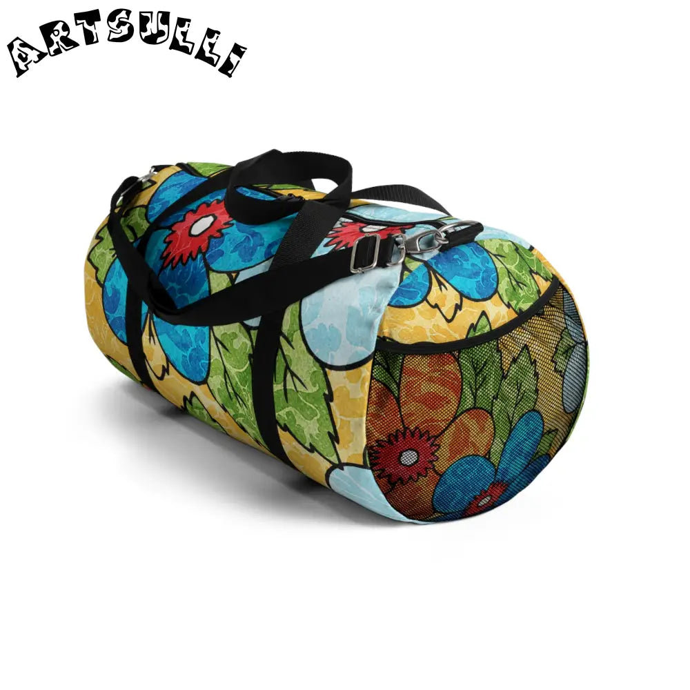 JAKKOUTTHEBXX Groovy Yellow Floral Custom-Printed Duffel Bag 2025