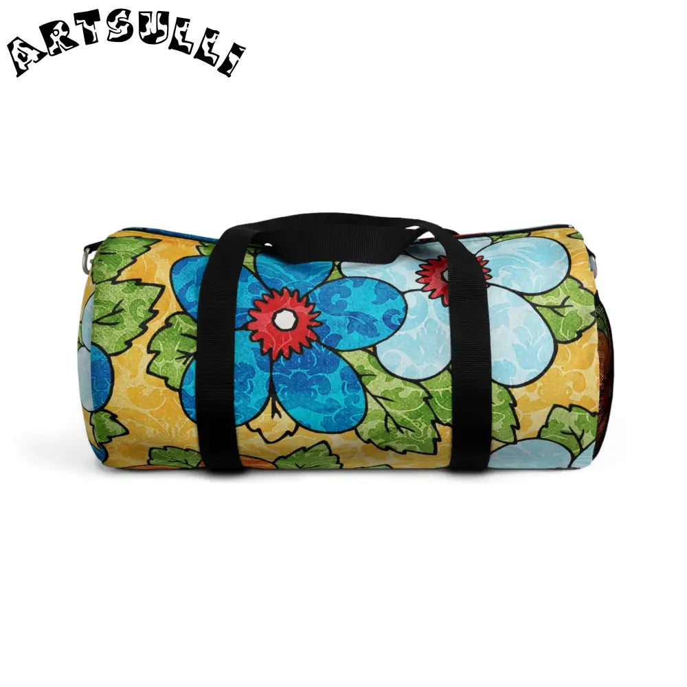 JAKKOUTTHEBXX Groovy Yellow Floral Custom Printed Duffel Bag 2025