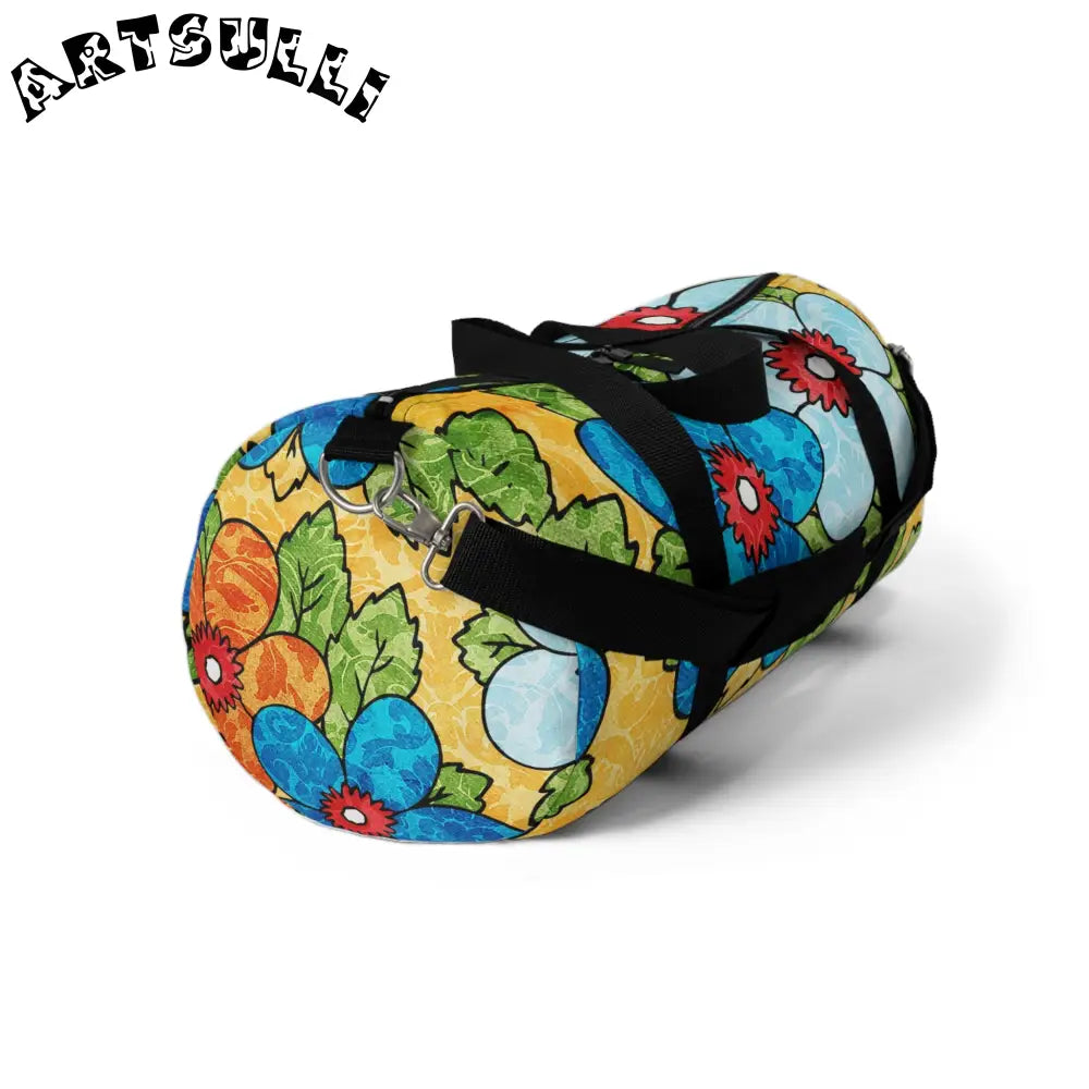 JAKKOUTTHEBXX Groovy Yellow Floral Custom Printed Duffel Bag 2025