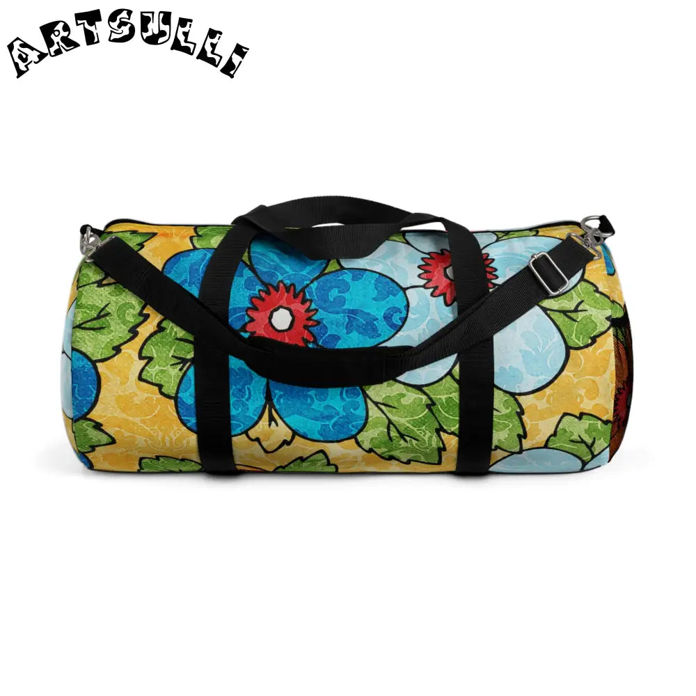 JAKKOUTTHEBXX Groovy Yellow Floral Custom Printed Duffel Bag 2025