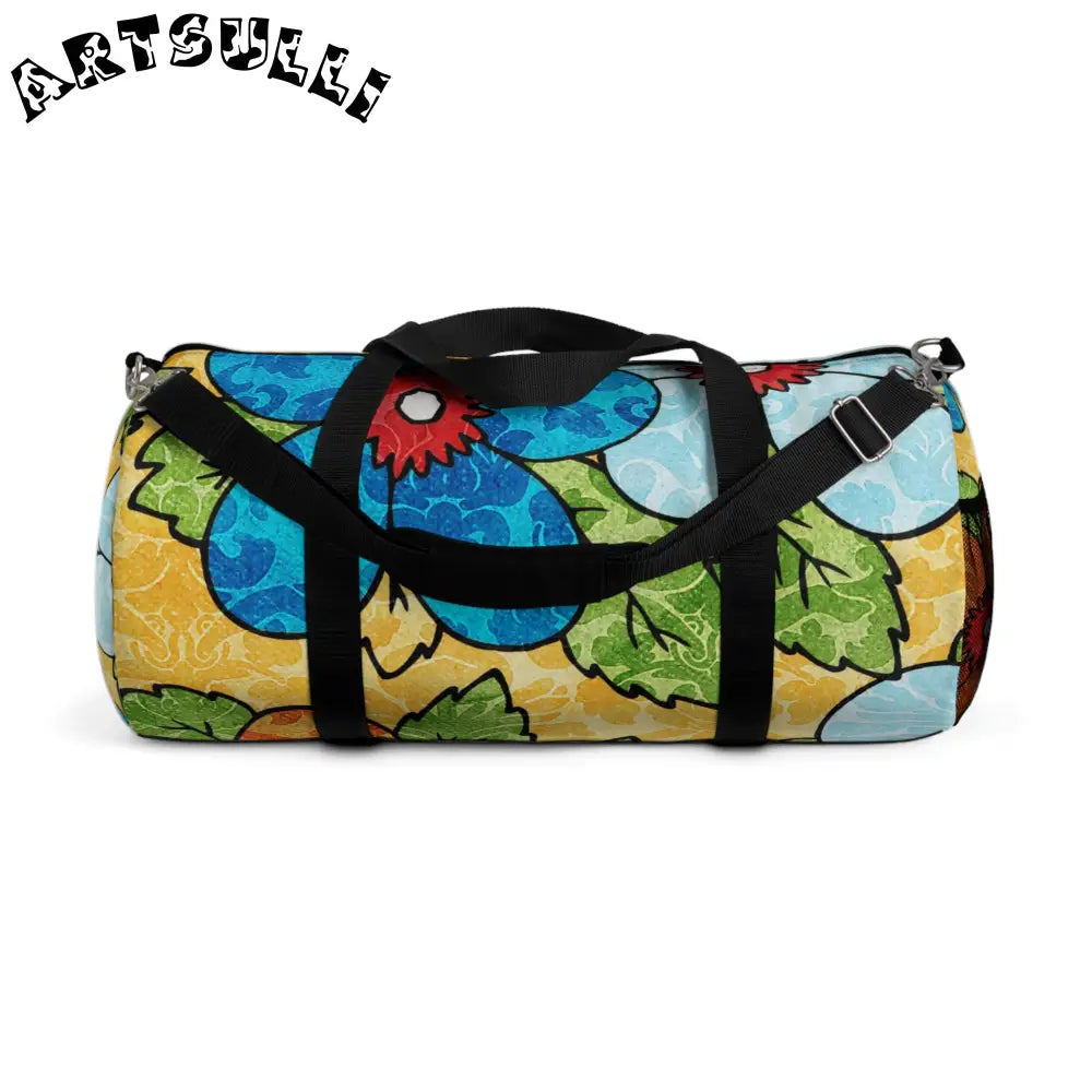 JAKKOUTTHEBXX Groovy Yellow Floral Custom-Printed Duffel Bag 2025