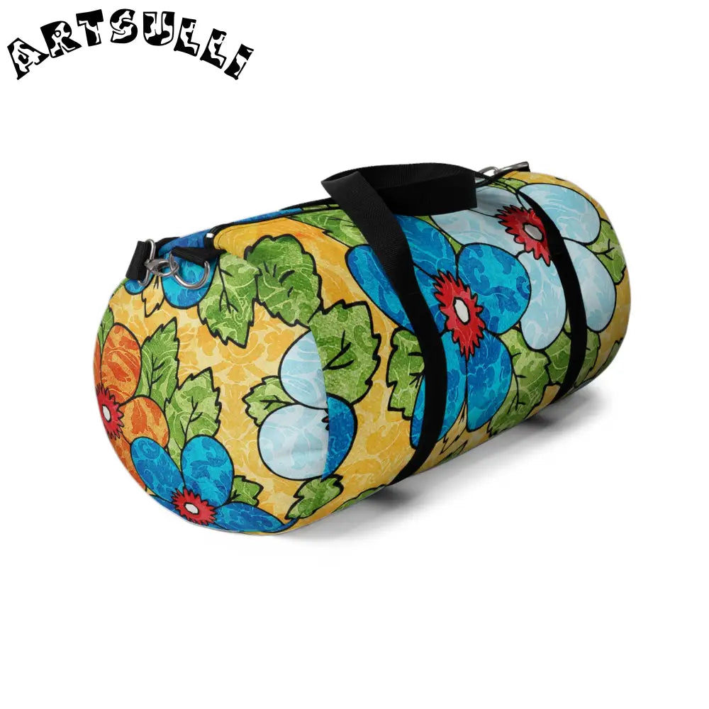 JAKKOUTTHEBXX Groovy Yellow Floral Custom Printed Duffel Bag 2025
