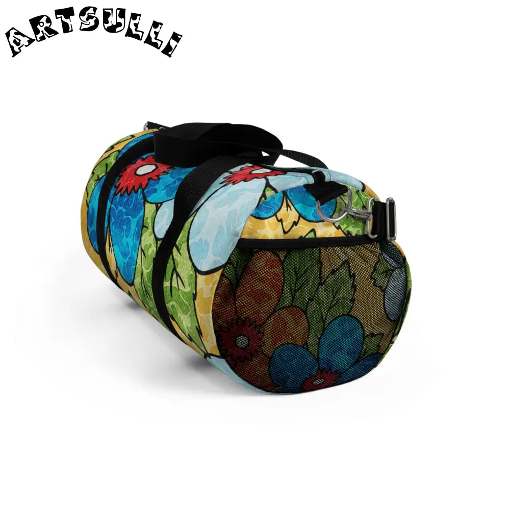 JAKKOUTTHEBXX Groovy Yellow Floral Custom-Printed Duffel Bag 2025