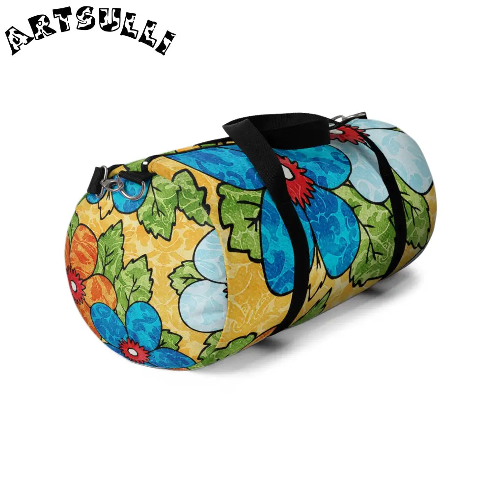 JAKKOUTTHEBXX Groovy Yellow Floral Custom-Printed Duffel Bag 2025