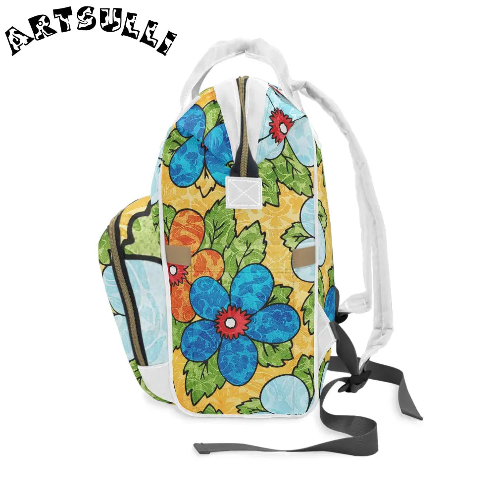 JAKKOUTTHEBXX Groovy Yellow Floral Diaper Backpack 2025