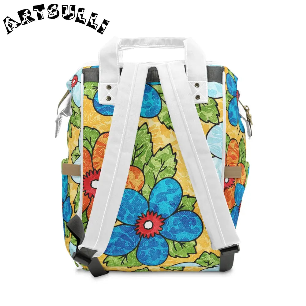 JAKKOUTTHEBXX Groovy Yellow Floral Diaper Backpack 2025