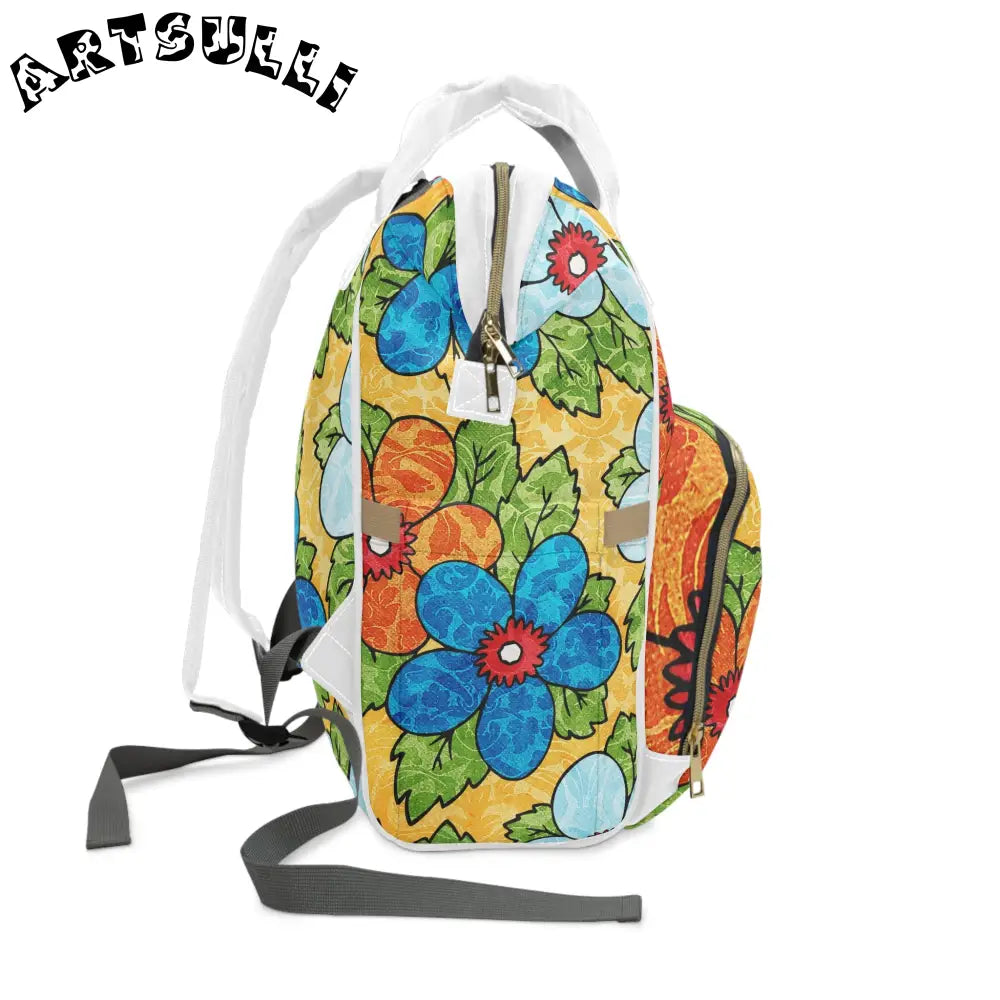 JAKKOUTTHEBXX Groovy Yellow Floral Diaper Backpack 2025