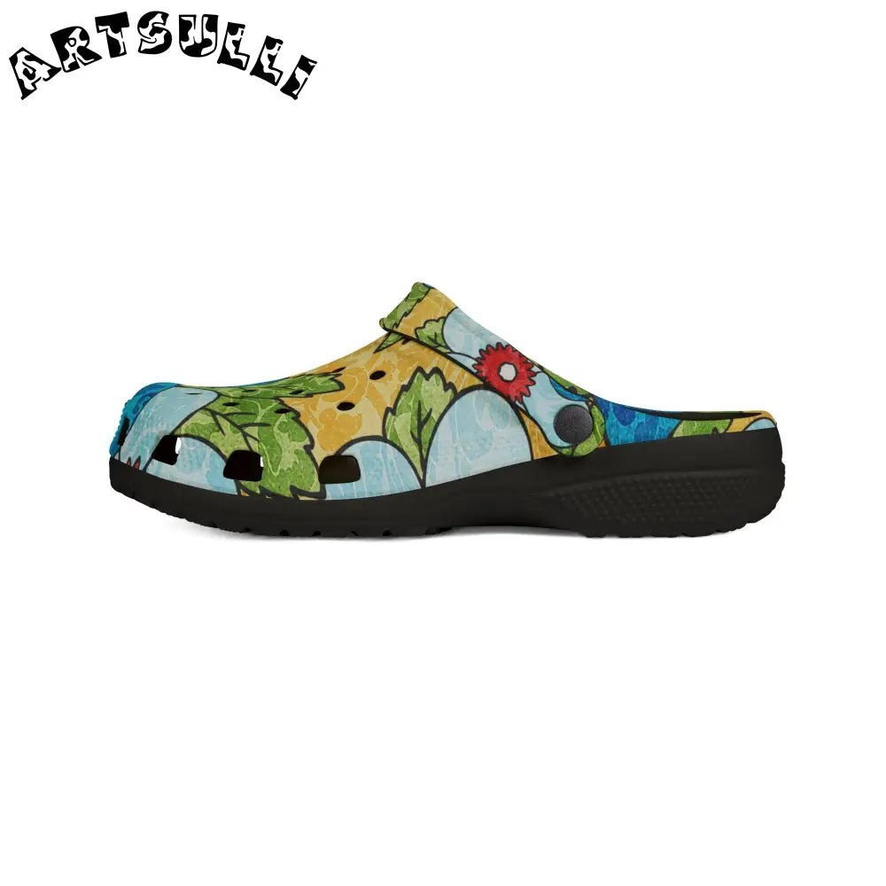 Groovy Yellow Floral EVA Foam Clogs, Artsulli - Art is Long, Life is Short, Shoes, , , , , , , 