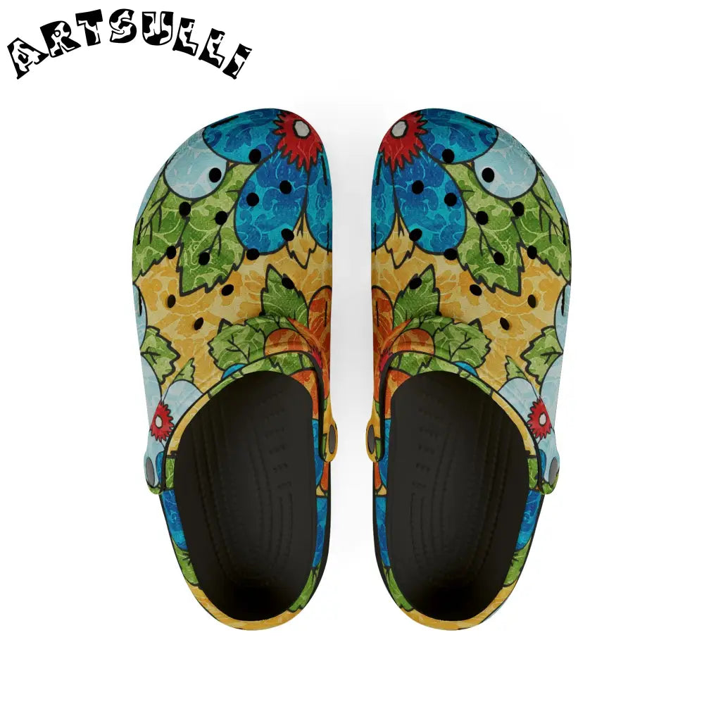 Groovy Yellow Floral EVA Foam Clogs, Artsulli - Art is Long, Life is Short, Shoes, Size, US 6 (Women's), Color, Black, , , 79928563706802104475