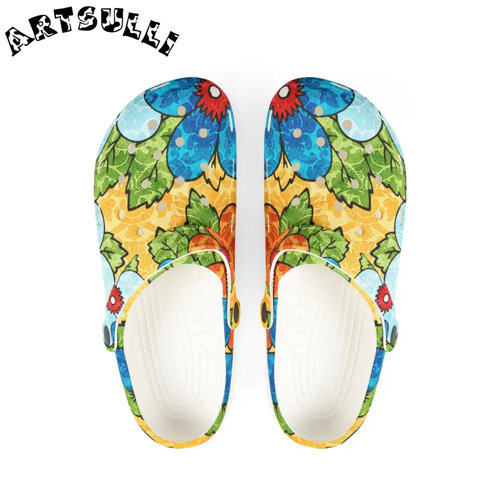 Groovy Yellow Floral EVA Foam Clogs, Artsulli - Art is Long, Life is Short, Shoes, Size, US 6 (Women's), Color, White, , , 12463438076536908314