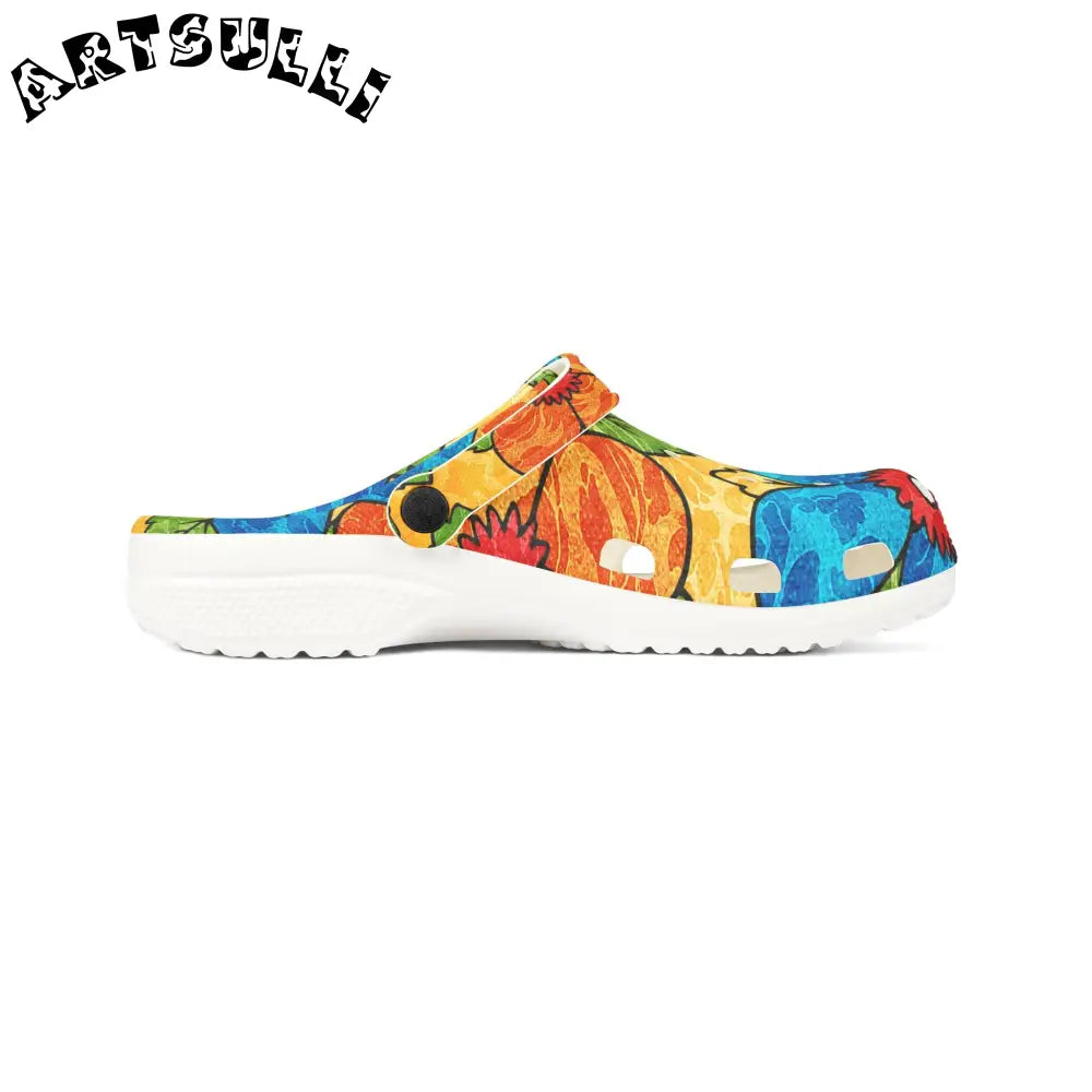 Groovy Yellow Floral EVA Foam Clogs, Artsulli - Art is Long, Life is Short, Shoes, , , , , , , 