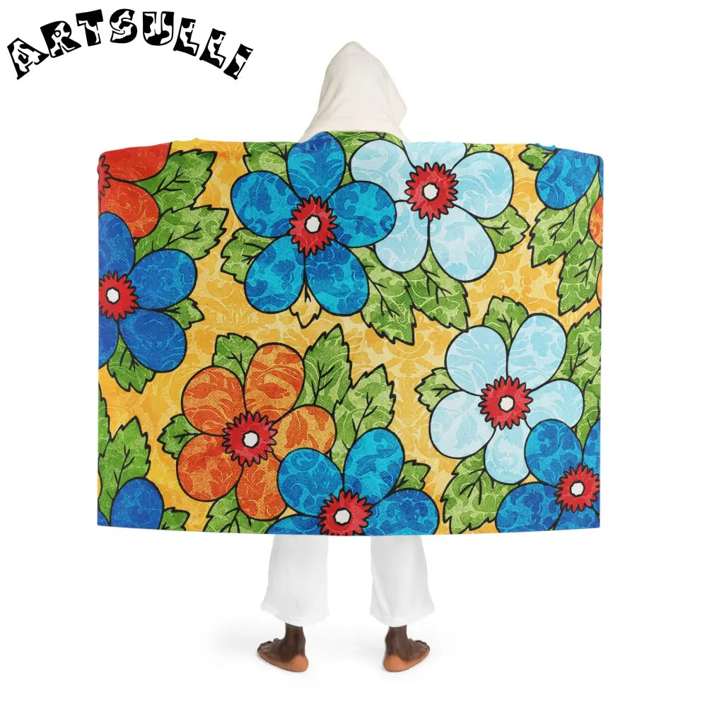 Groovy Yellow Floral Hooded Sherpa Fleece, Artsulli - Art is Long, Life is Short, All Over Prints, , , , , , , 
