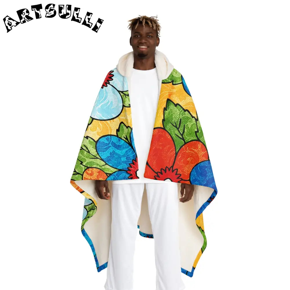 Groovy Yellow Floral Hooded Sherpa Fleece, Artsulli - Art is Long, Life is Short, All Over Prints, Size, One size, Color, Cream, , , 11410998696298417498