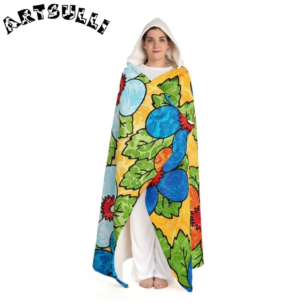 Groovy Yellow Floral Hooded Sherpa Fleece, Artsulli - Art is Long, Life is Short, All Over Prints, , , , , , , 