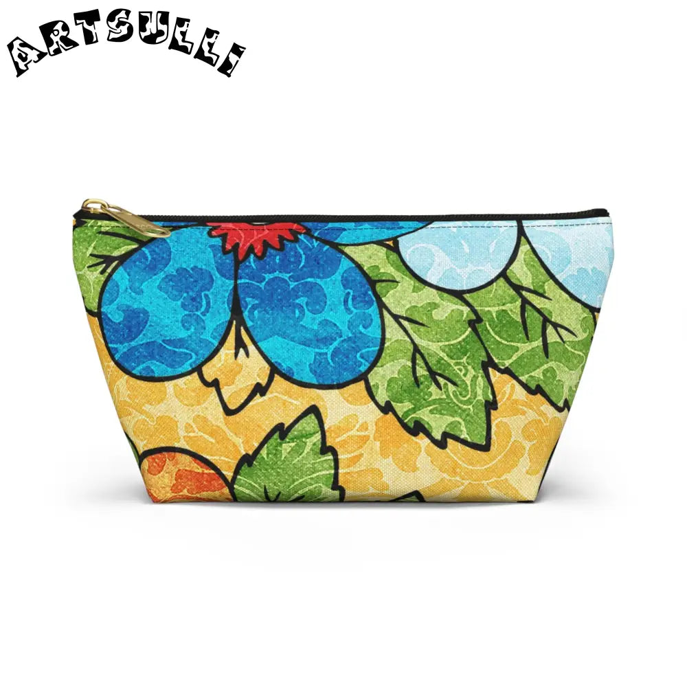 Groovy Yellow Floral KL Accessory Pouch, Artsulli - Art is Long, Life is Short, Bags, Size, Small, Color, Black zipper, , , 17840576105777001596