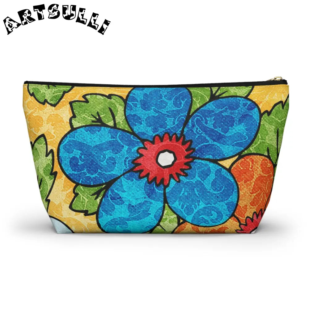 Groovy Yellow Floral KL Accessory Pouch, Artsulli - Art is Long, Life is Short, Bags, , , , , , , 