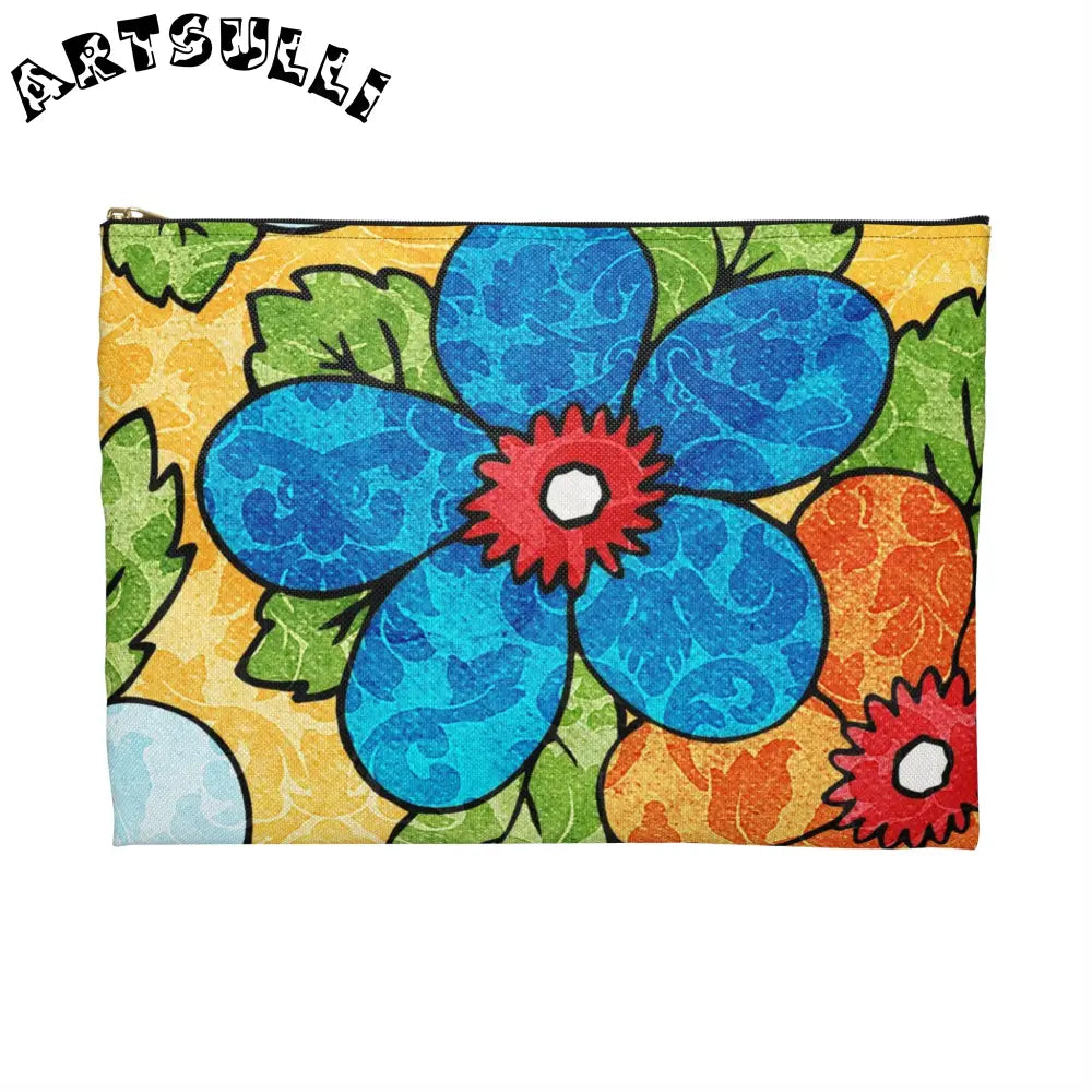Groovy Yellow Floral KL Accessory Pouch, Artsulli - Art is Long, Life is Short, Bags, , , , , , , 