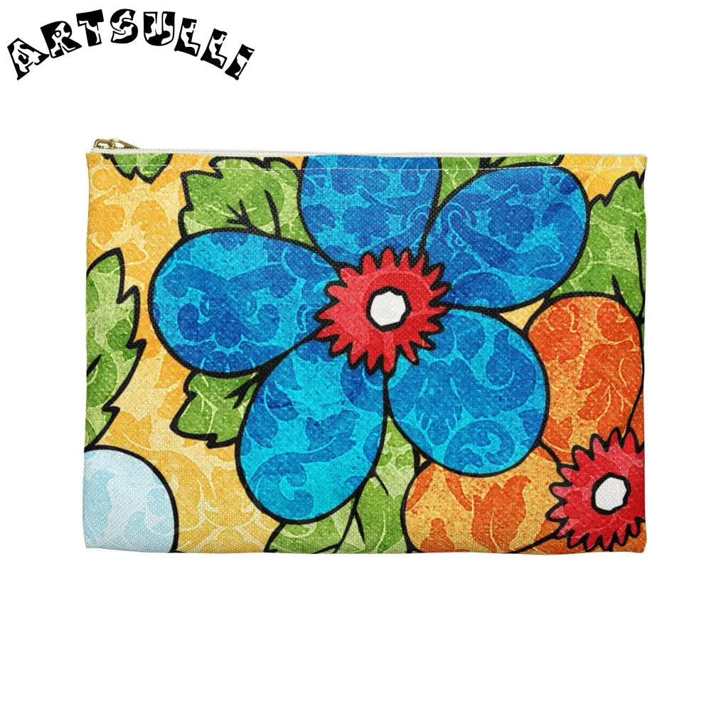 Groovy Yellow Floral KL Accessory Pouch, Artsulli - Art is Long, Life is Short, Bags, , , , , , , 