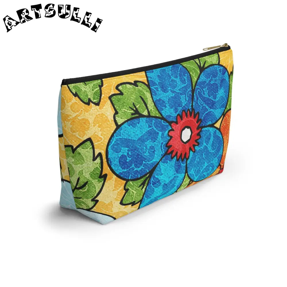 Groovy Yellow Floral KL Accessory Pouch, Artsulli - Art is Long, Life is Short, Bags, , , , , , , 