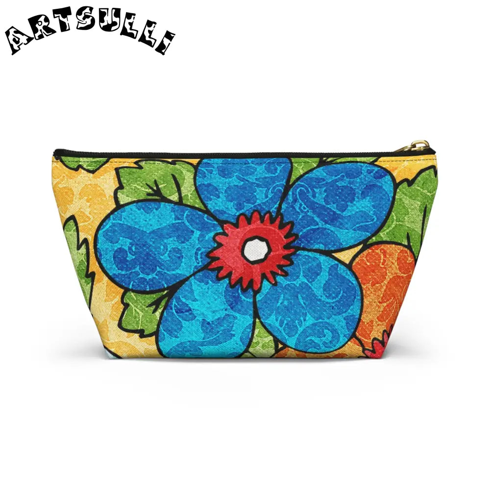 Groovy Yellow Floral KL Accessory Pouch, Artsulli - Art is Long, Life is Short, Bags, , , , , , , 