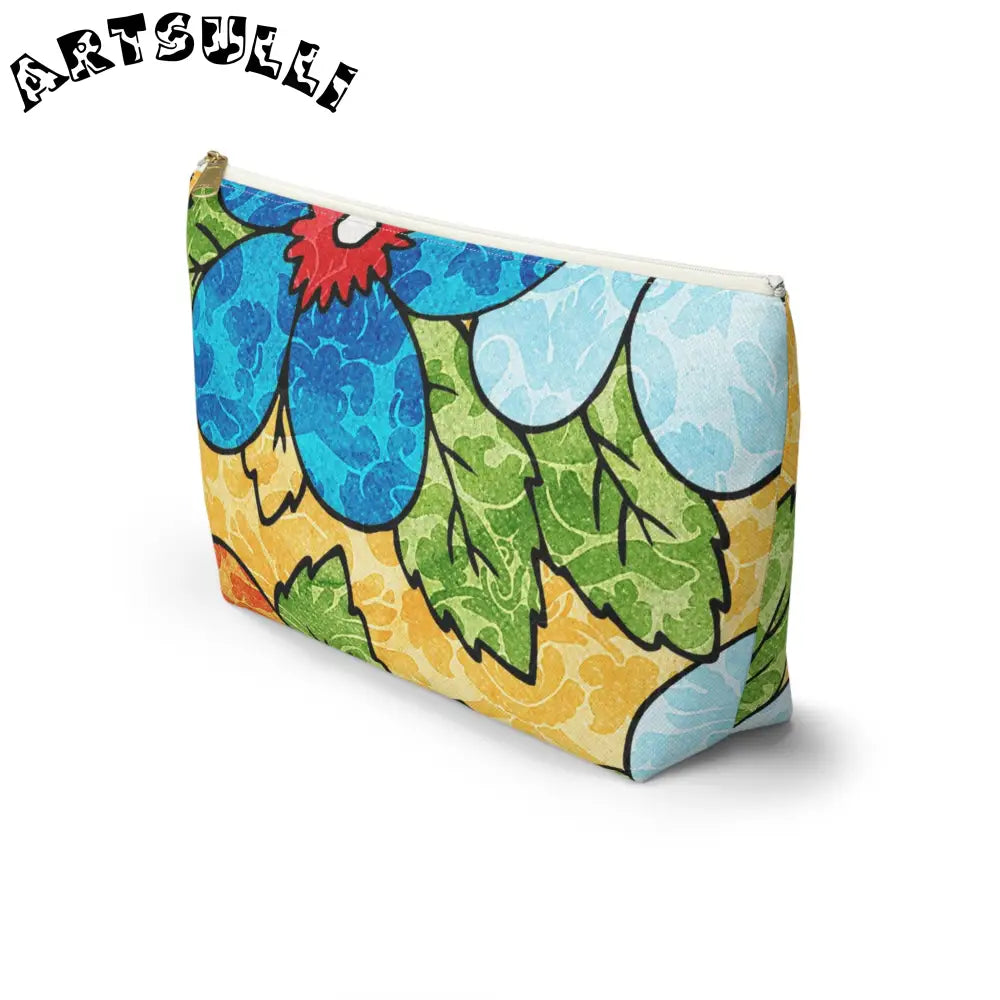 Groovy Yellow Floral KL Accessory Pouch, Artsulli - Art is Long, Life is Short, Bags, , , , , , , 