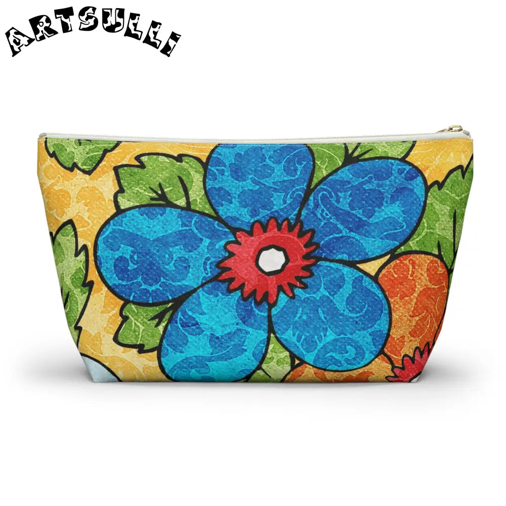 Groovy Yellow Floral KL Accessory Pouch, Artsulli - Art is Long, Life is Short, Bags, , , , , , , 