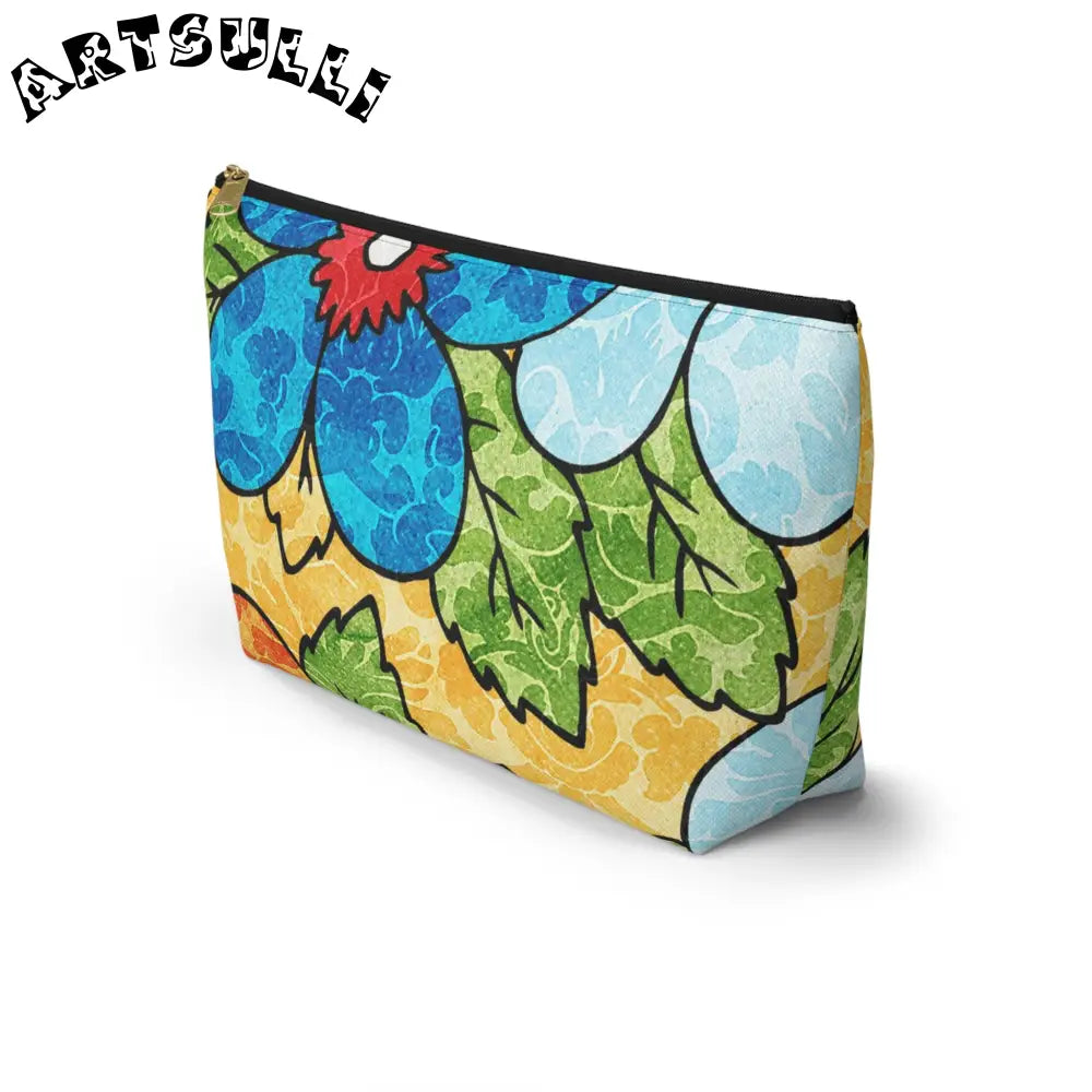 Groovy Yellow Floral KL Accessory Pouch, Artsulli - Art is Long, Life is Short, Bags, , , , , , , 