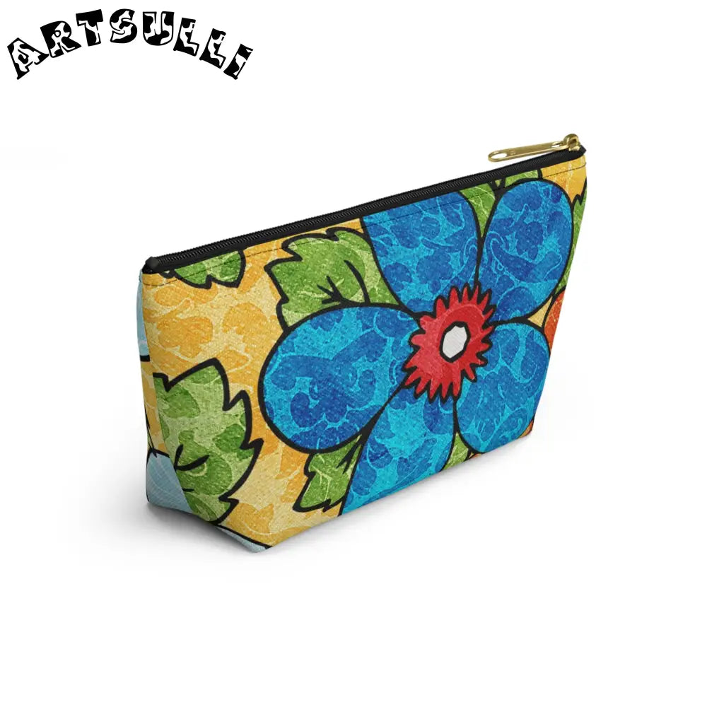 Groovy Yellow Floral KL Accessory Pouch, Artsulli - Art is Long, Life is Short, Bags, , , , , , , 