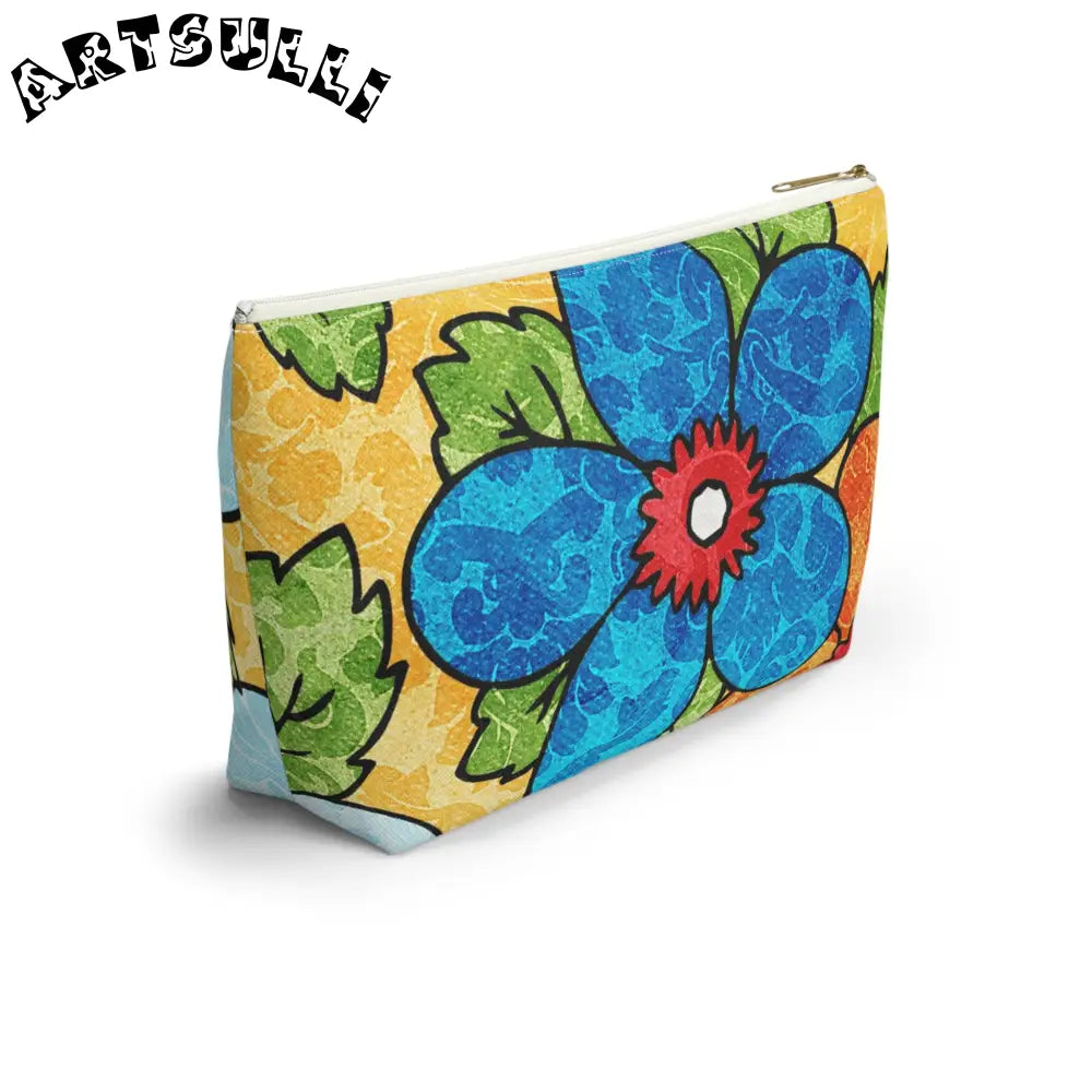 Groovy Yellow Floral KL Accessory Pouch, Artsulli - Art is Long, Life is Short, Bags, , , , , , , 