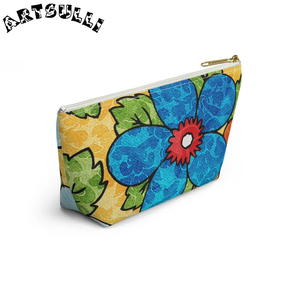 Groovy Yellow Floral KL Accessory Pouch, Artsulli - Art is Long, Life is Short, Bags, , , , , , , 