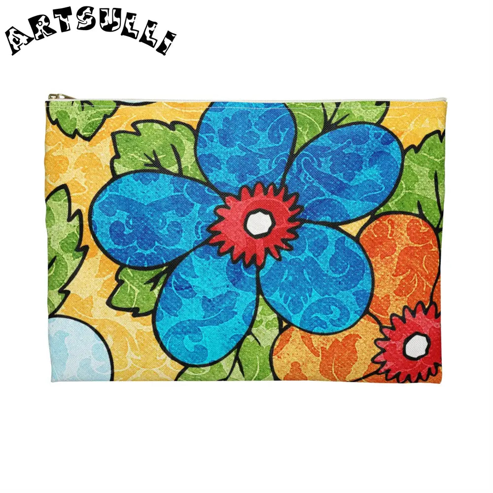 Groovy Yellow Floral KL Accessory Pouch, Artsulli - Art is Long, Life is Short, Bags, , , , , , , 