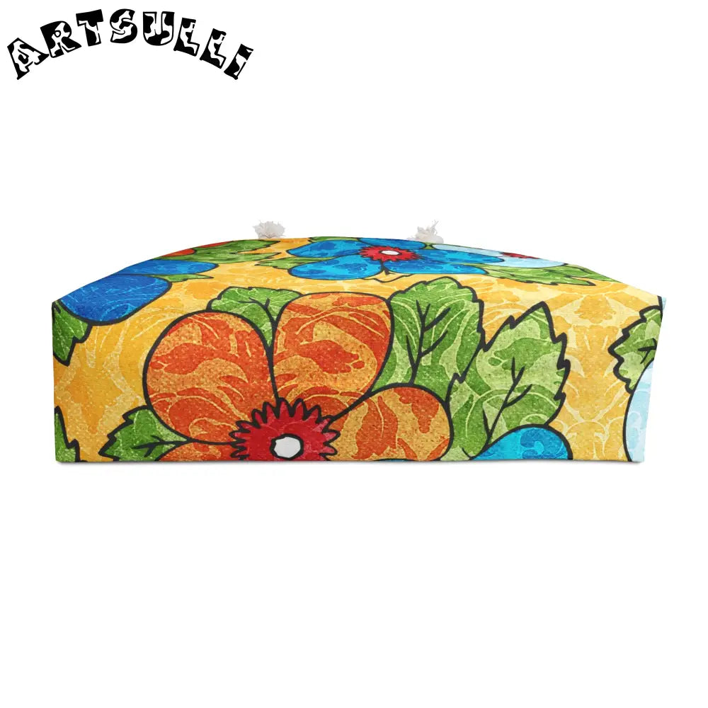 Groovy Yellow Floral Oversized Weekender Tote, Artsulli - Art is Long, Life is Short, Bags, , , , , , , 