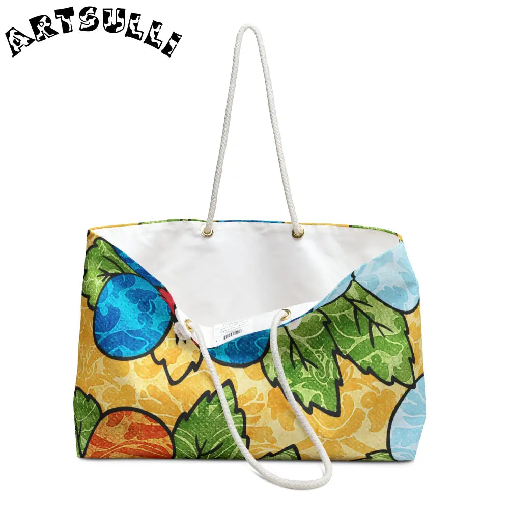 Groovy Yellow Floral Oversized Weekender Tote, Artsulli - Art is Long, Life is Short, Bags, , , , , , , 