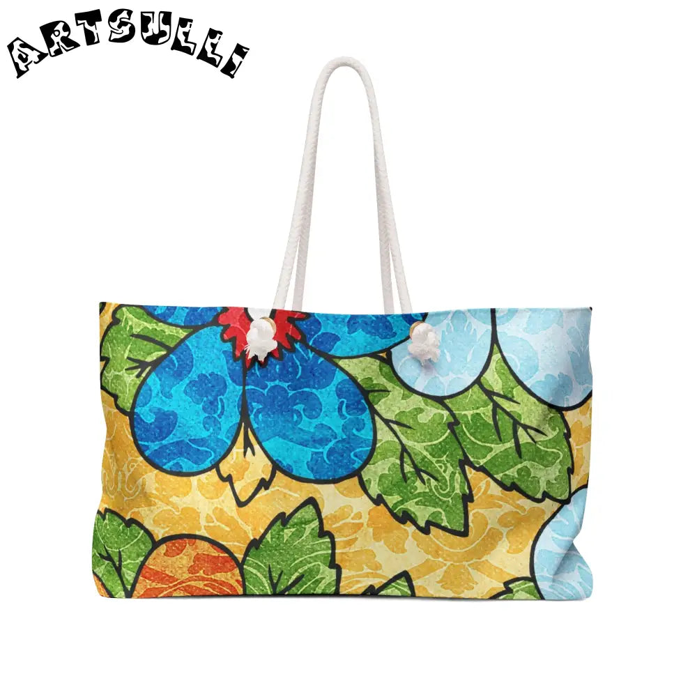 Groovy Yellow Floral Oversized Weekender Tote, Artsulli - Art is Long, Life is Short, Bags, Size, 24" × 13", , , , , 20157678222965498418